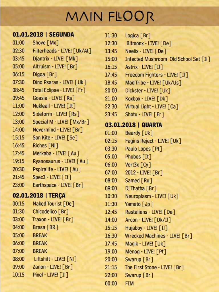 MAIN stage  time table2 Universo Paralello